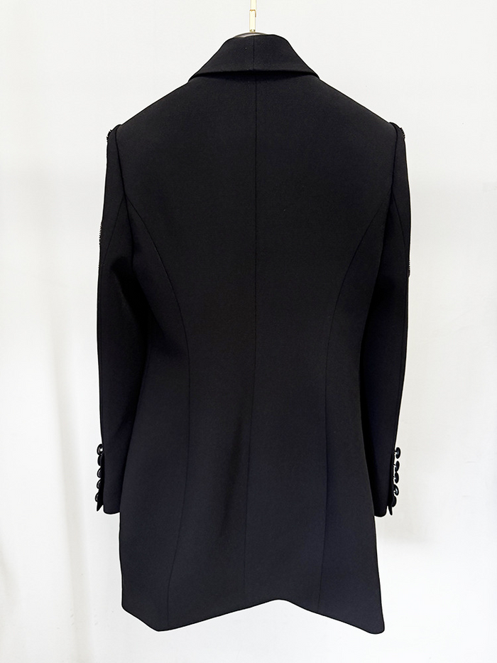 Women’s Shawl Collar Beaded Draped Blazer Dress